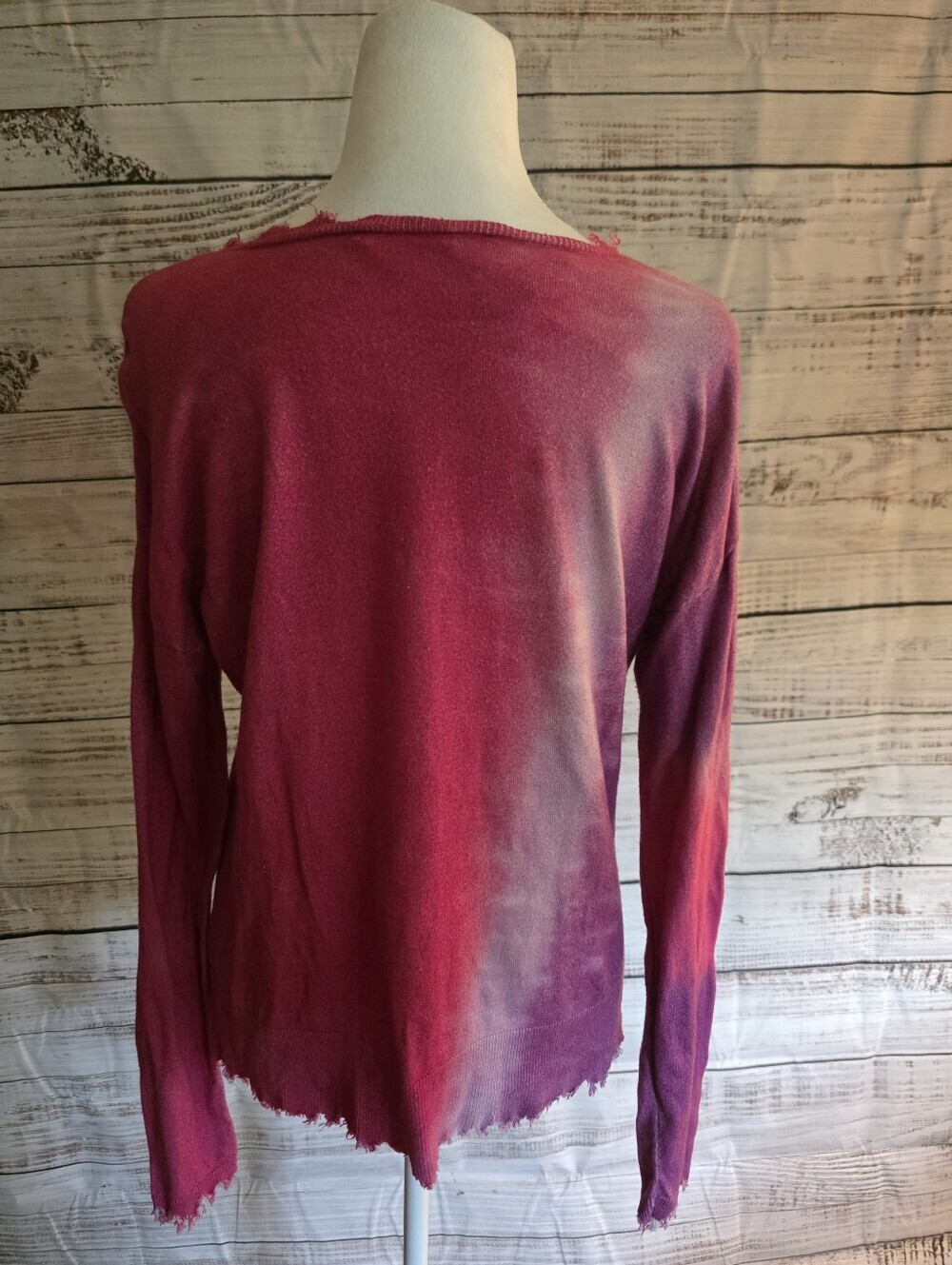 Lisa Todd Hot Pink Purple Tie-Dye Long Sleeve 100% Cotton Top Size Small - Picture 9 of 11